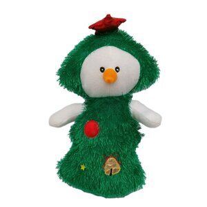 Kellytoy Plush Snowman In Christmas Tree Outfit 13" Green Red Star Stuffed 2015